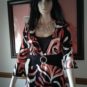 New Directions Top with 3/4 bell sleeves